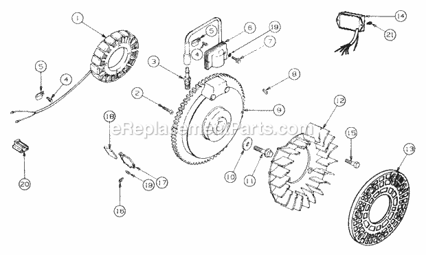 Ignition/Electrical Diagram and Parts List for 2166 13A-214G100, 13A-254G100 Cub Cadet Lawn Tractor